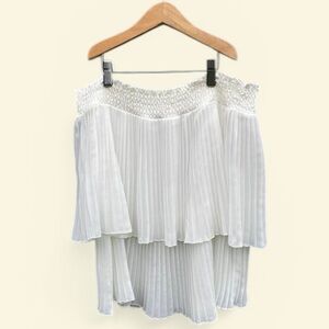 ZARA SMALL White Ruffle Off-Shoulder Shirt ✨